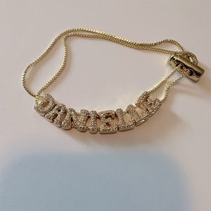 Gold-Tone Crystal Nameplate Bracelet